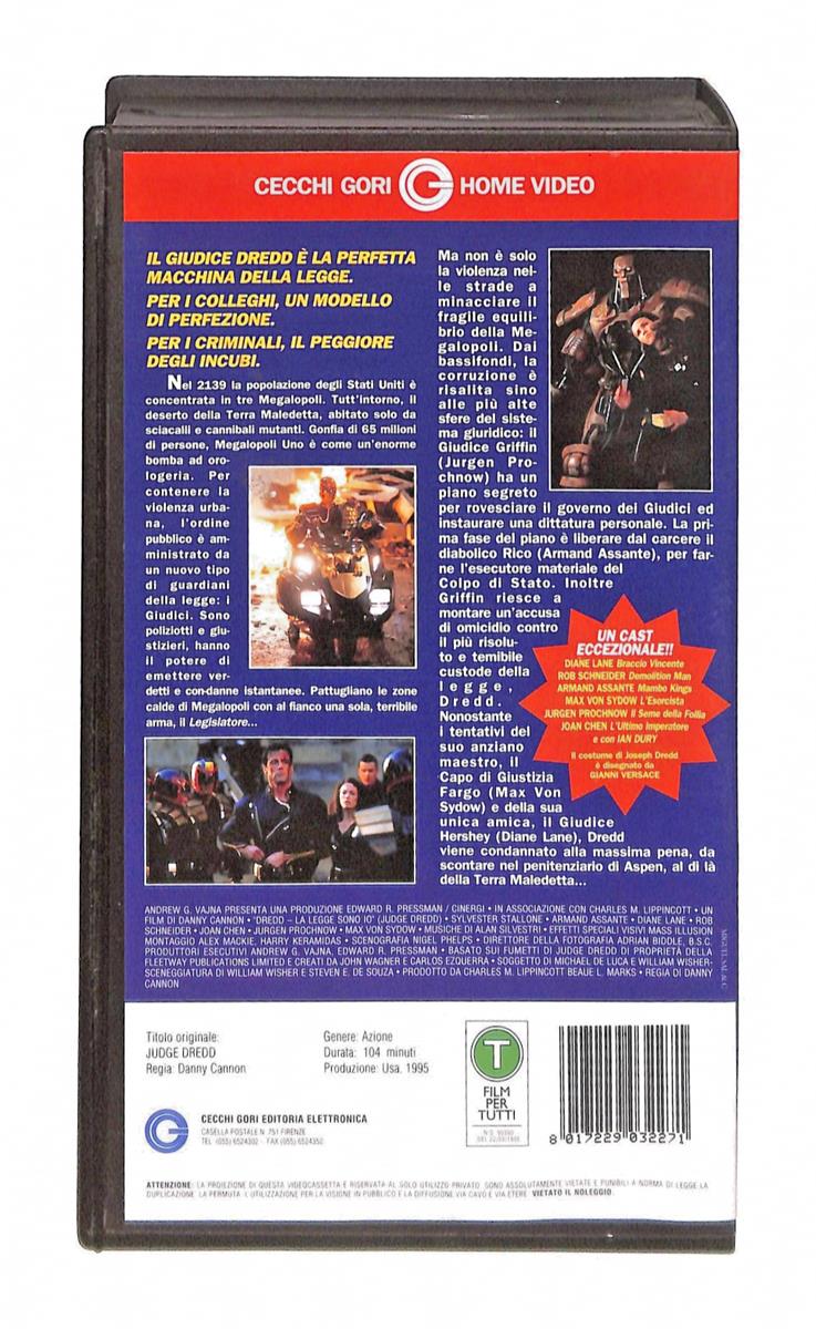 EBOND Dredd La Legge Sono Io Cecchi Gori Home Video VHS VH004407