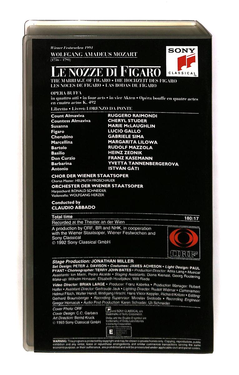 EBOND Le Nozze Di Figaro Mozart Orf Sony Classical VHS VH003385