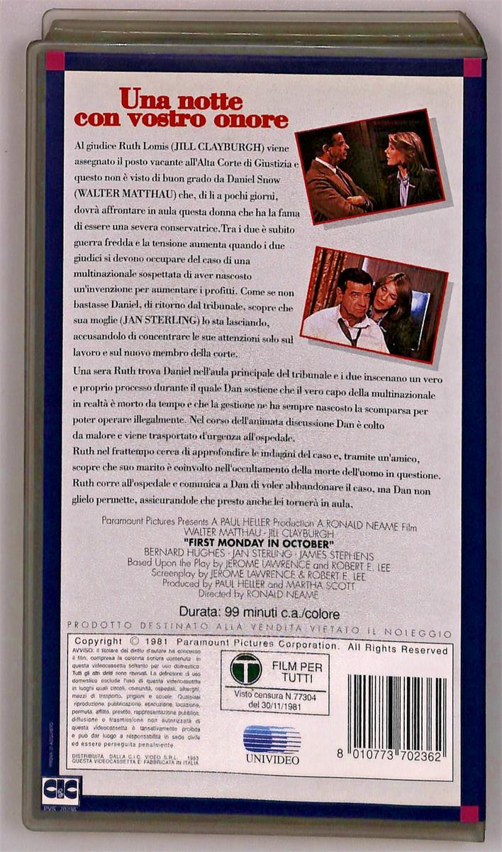 EBOND Una Notte Con Vostro Onore Paramount Cic VHS VH004932