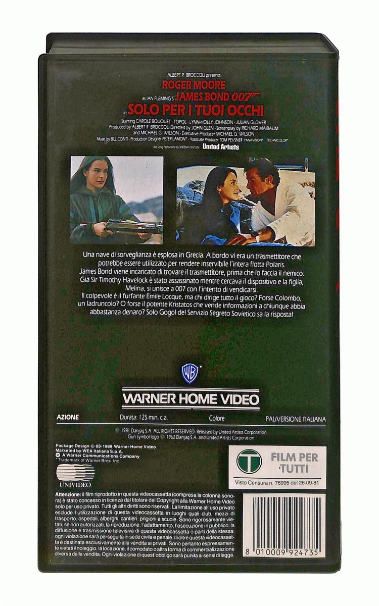 EBOND Solo Per i Tuoi Occhi James Bond 007 Wb VHS VH002257