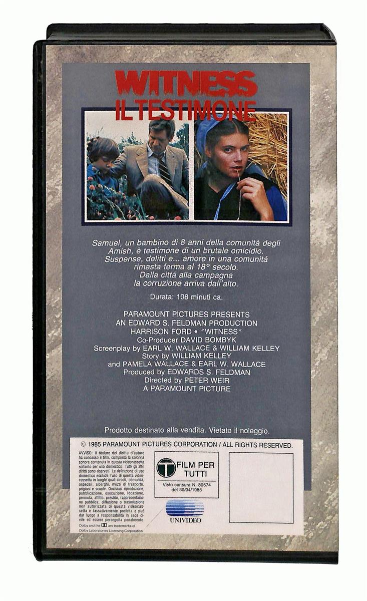 EBOND Witness Il Testimone Paramount Cic VHS VH005002