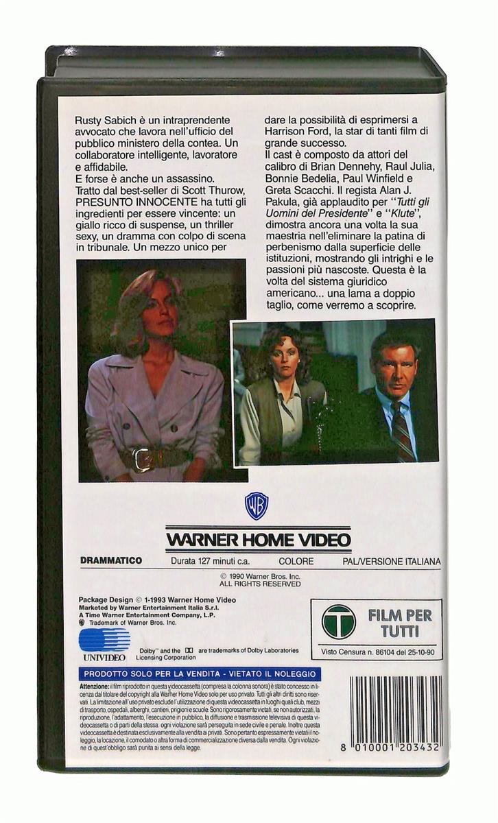 EBOND Presunto Innocente Gli Scudi Wb VHS VH004373