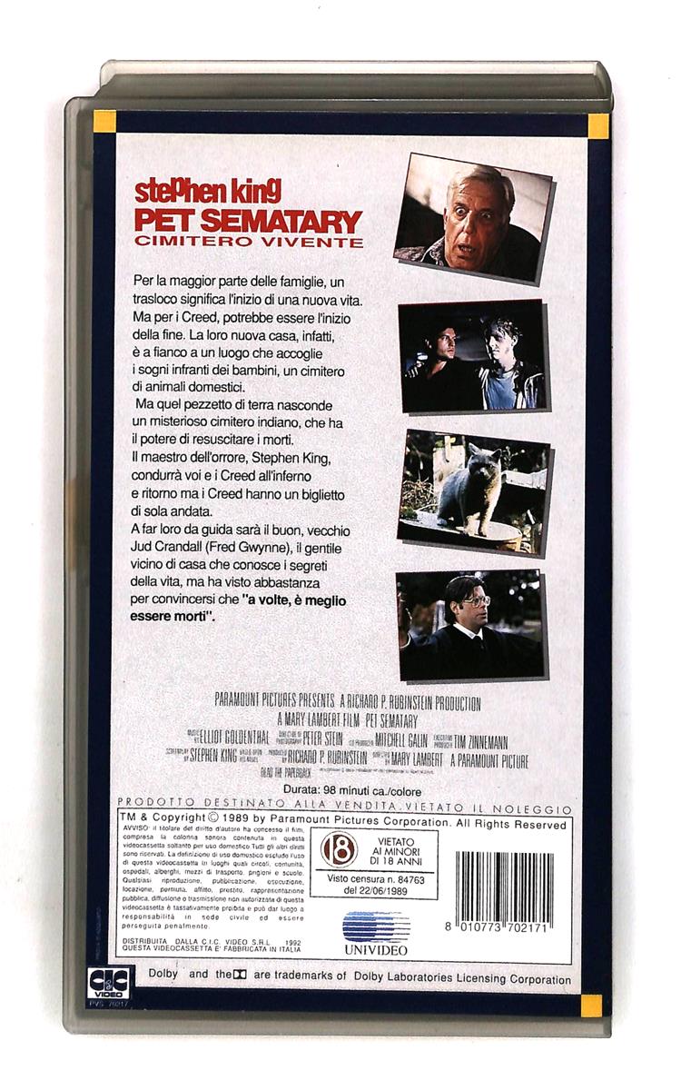 EBOND Pet Sematary Cimitero Vivente Paramount Cic VHS VH005059