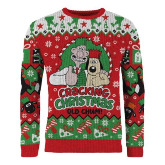 Wallace & Gromit Christmas Sweater Cracking Christmas Old Chum! Size M P065583