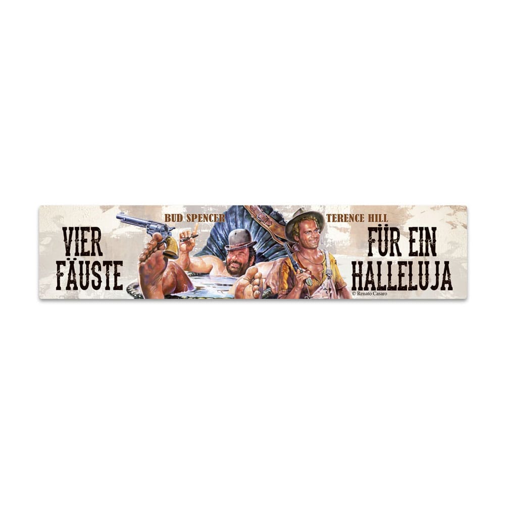 Bud Spencer & Terence Hill Tin Sign with Magnet Vier Fauste fur ein Halleluja 16 x 3,5 cm