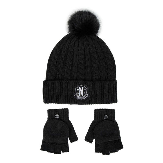 Wednesday Beanie & Gloves Set Nervermore P034815