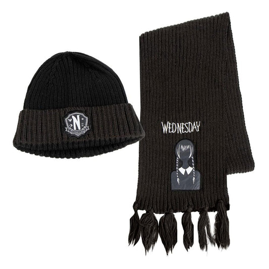 Wednesday Beanie & Scarf Set Nevermore P034816