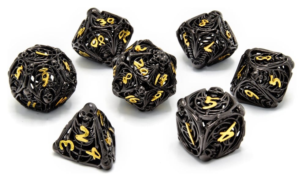 CritStones Hollow Metal Dice Set Soulreaper Gold (7) P071135