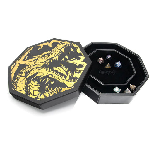 CritStones Arena Dice Tray Black Dragon (Yellow Lid) P035561