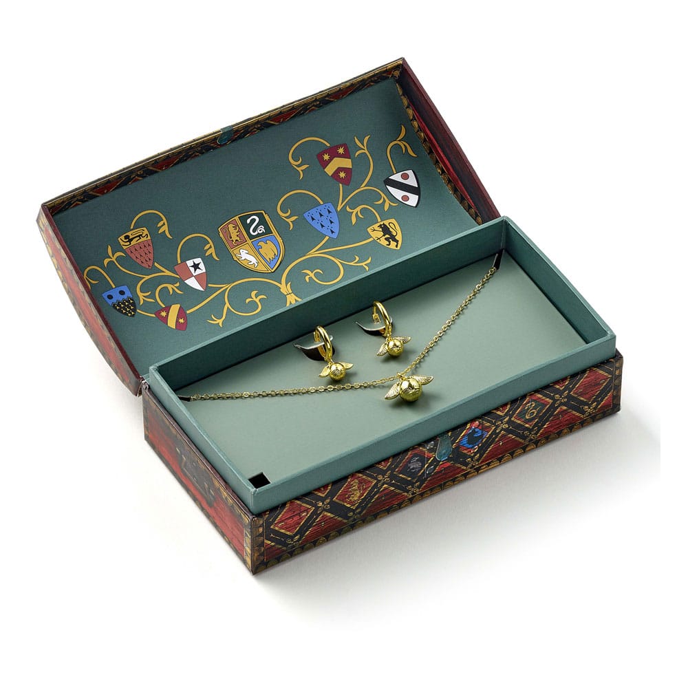 Harry Potter: Quidditch Golden Snitch Necklace and Earrings Gift Set (Golden Tone) P035580