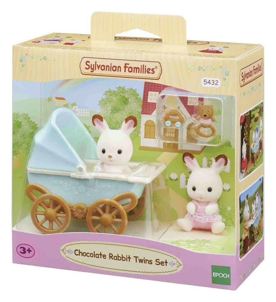 Sylvanian Families: Chocolate Rabbit Twins with Stroller Set P074474