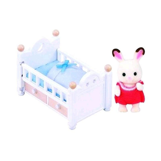 Sylvanian Families: chocolate bunnies baby with baby cot figure 5 cm P065517
