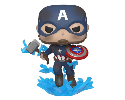 Avengers: Endgame POP! Movies Vinyl Figure Captain America w/Broken Shield & Mjolnir 9 cm