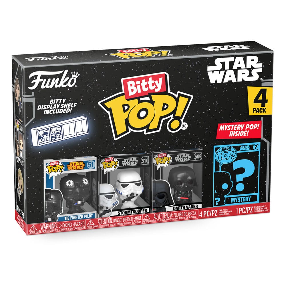 Funko Bitty Pop 4 Pack Star Wars Darth Vader- Stormtrooper- Tie Fighter Pilot