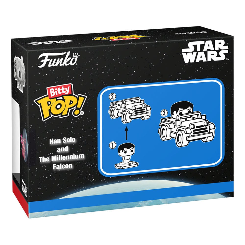 Star Wars Bitty POP! Rides Vinyl Figure Display Han Solo w/Millenium Falcon 2,5 cm P039148