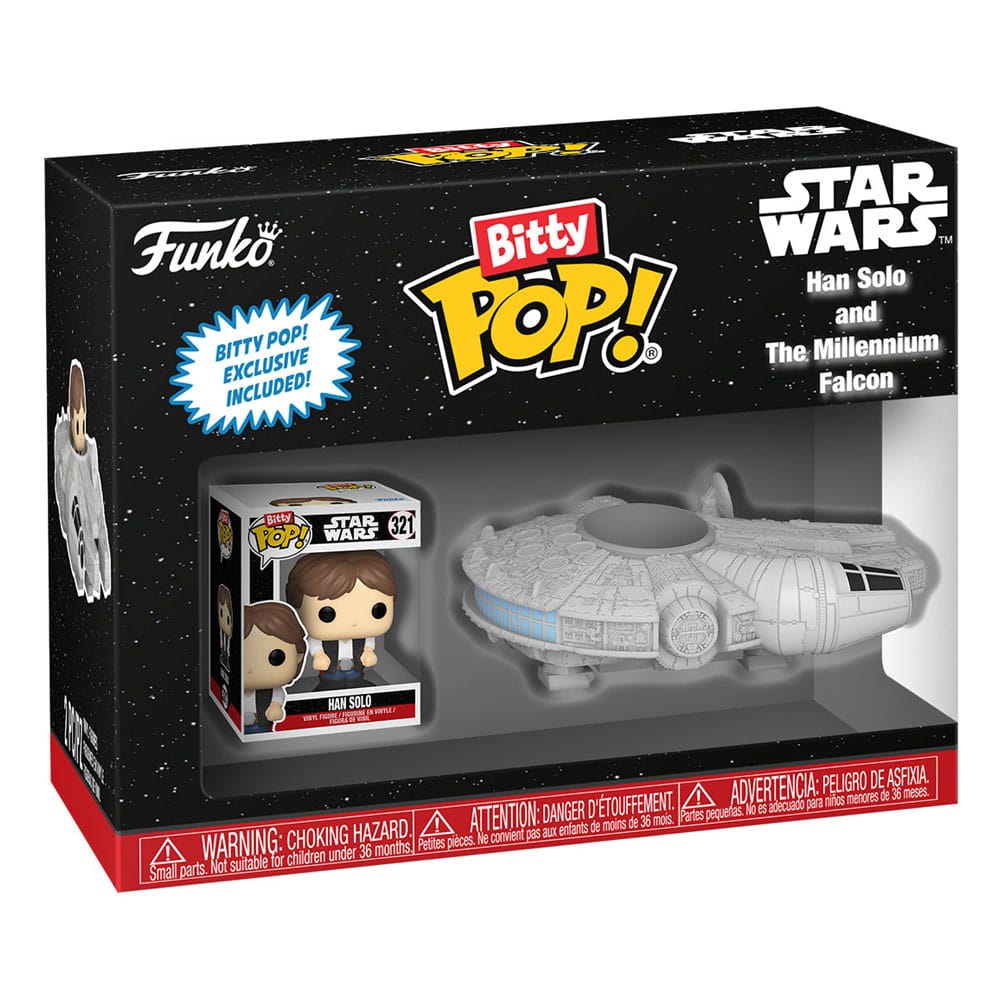 Star Wars Bitty POP! Rides Vinyl Figure Display Han Solo w/Millenium Falcon 2,5 cm P039148