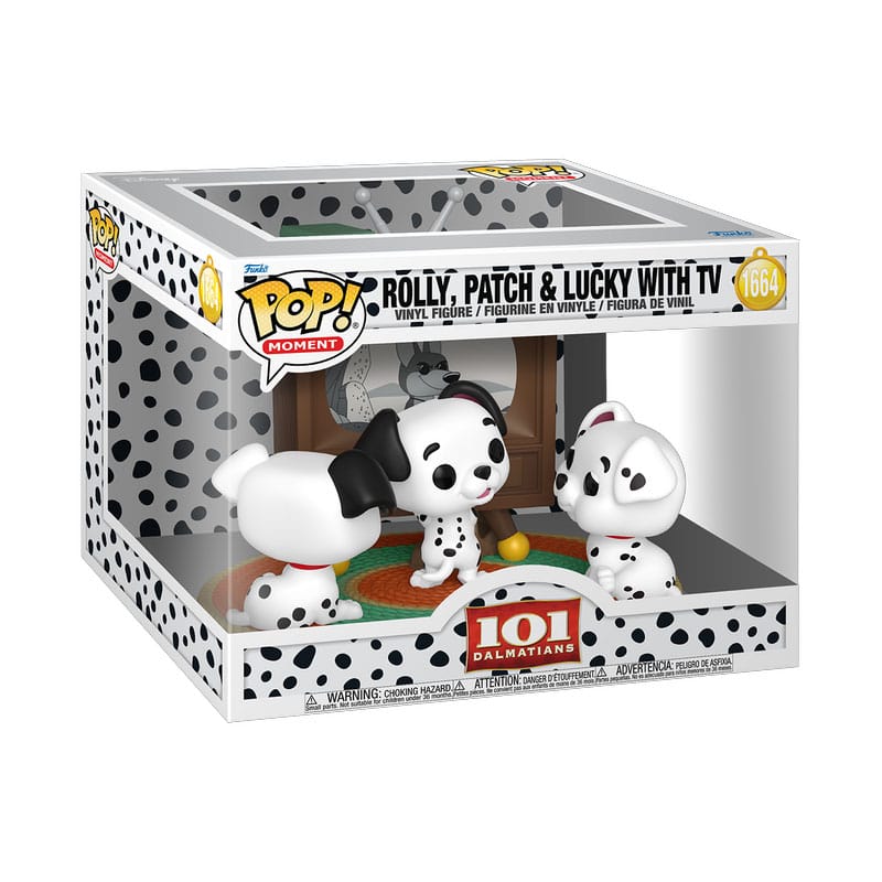 One Hundred and One Dalmatians POP Moment Vinyl Figures Rolly, Patch & Lucky with TV 9 cm P066009
