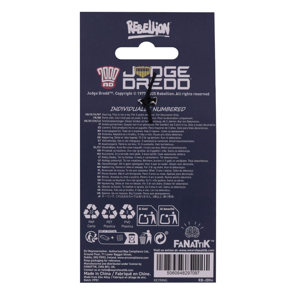 2000 AD Keychain Judge Dredd Badge Limited Edition P040592