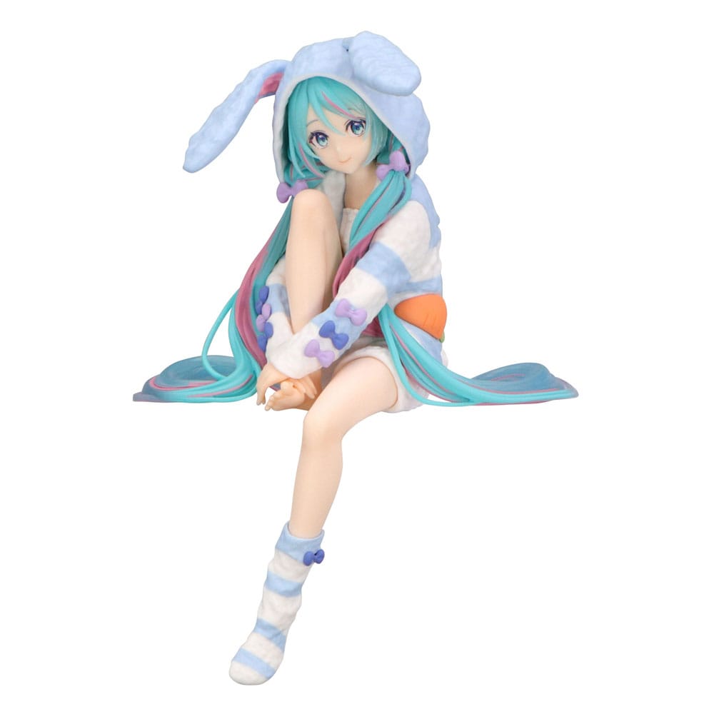 Hatsune Miku Noodle Stopper PVC Statue Hatsune Miku Rabbit Ear Hood Pajama Blue Color Ver. 14 cm P041203