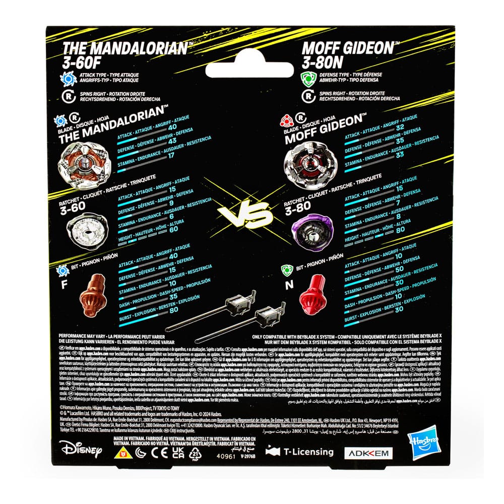 Beyblade X and Star Wars Collab The Mandalorian 3-60F vs. Moff Gideon 3-80N P069224