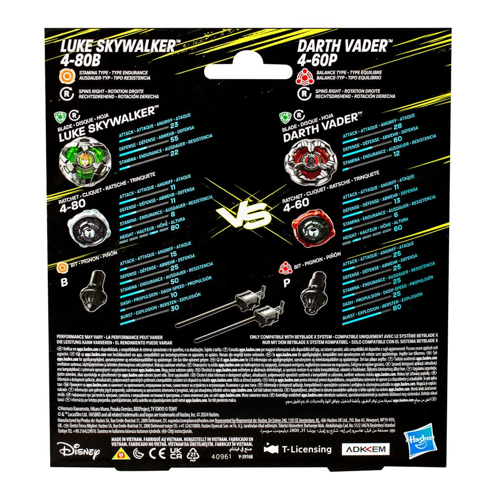 Beyblade X and Star Wars Collab Luke Skywalker 4-80B vs. Darth Vader 4-60B P069227