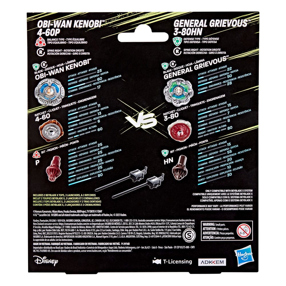 Beyblade X and Star Wars Collab Obi-Wan Kenobi 4-60P vs. General Grievous 3-80HN P069234