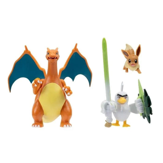 Pokemon Figure 3-Pack Eevee, Sirfetch'd & Charizard
