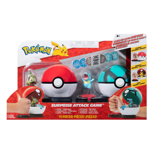 Pokemon Surprise Attack Game Axew & Poke Ball vs. Totodile & Net Ball