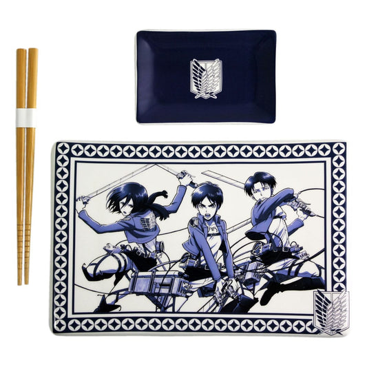Attack on Titan Ceramic Sushi Set with Chopsticks P045812