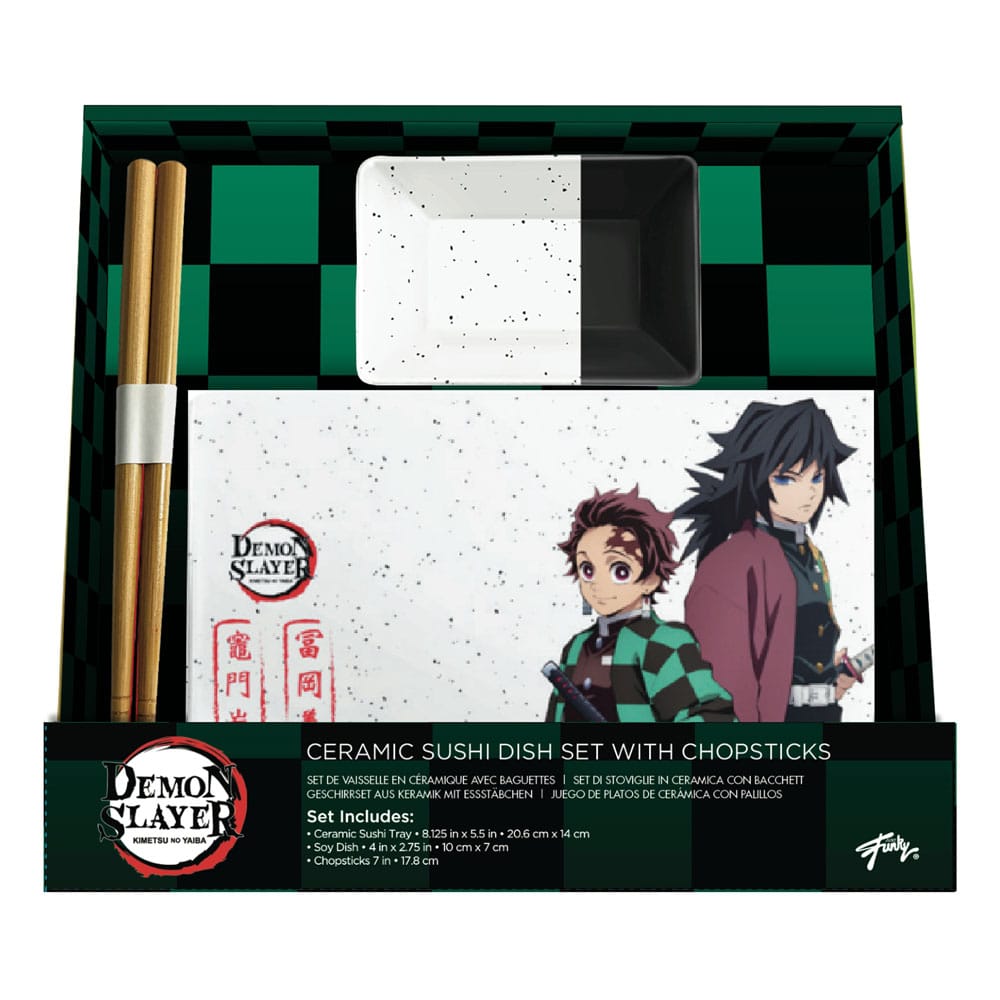 Demon Slayer Ceramic Sushi Set with Chopsticks Tanjiro & Giyu P045826