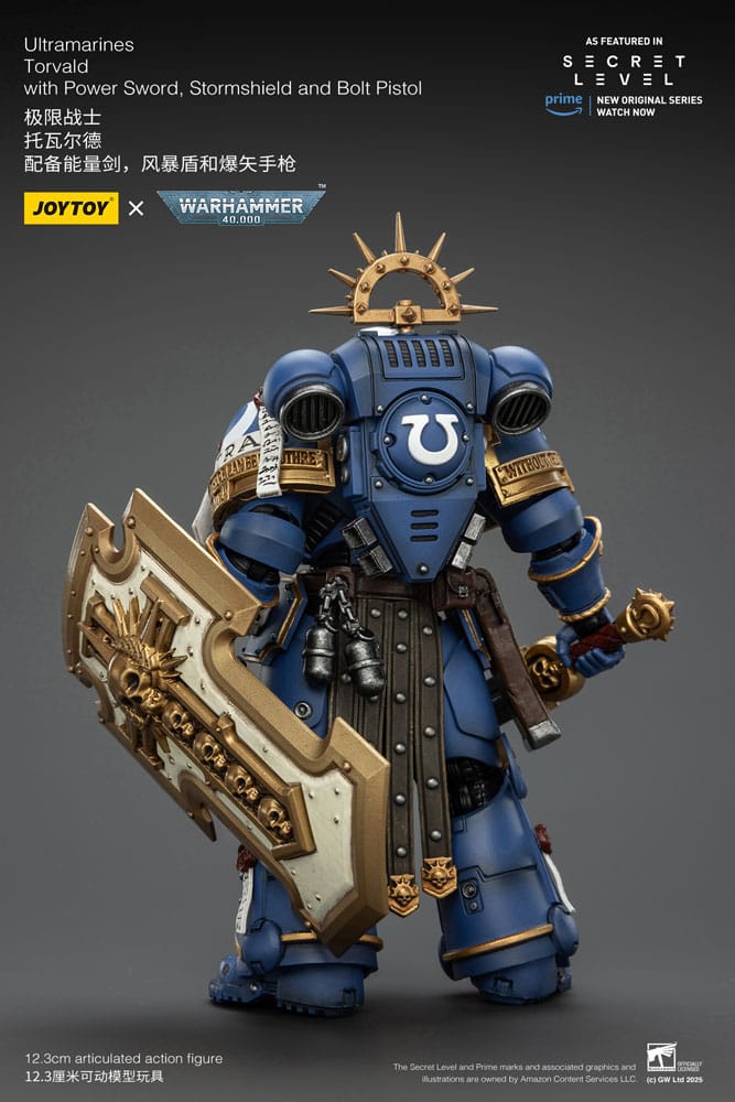 Warhammer 40,000 Action Figure Ultramarines Torvald with Power Sword, Stormshield and Bolt Pistol 13 cm P069090