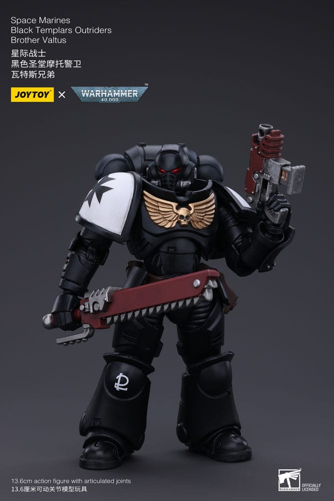 Warhammer 40k Action Figure 1/18 Space Marines Black Templars Outriders Brother Valtus 14 cm P046490