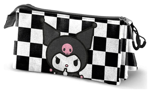 Sanrio Triple Pencil case Kuromi Black & White P071389