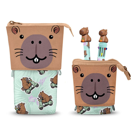 Oh My Pop! Pop Up Pencil with Multicoloured ball pen & Erasable Gel Pen Capybara P047092