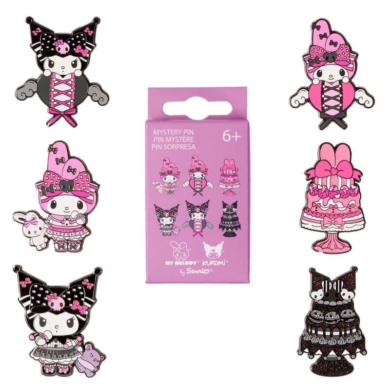 Paramount by Loungefly Enamel Pins Blind Box My Melody and Kuromi Pink and Black Assortment (12) P067623