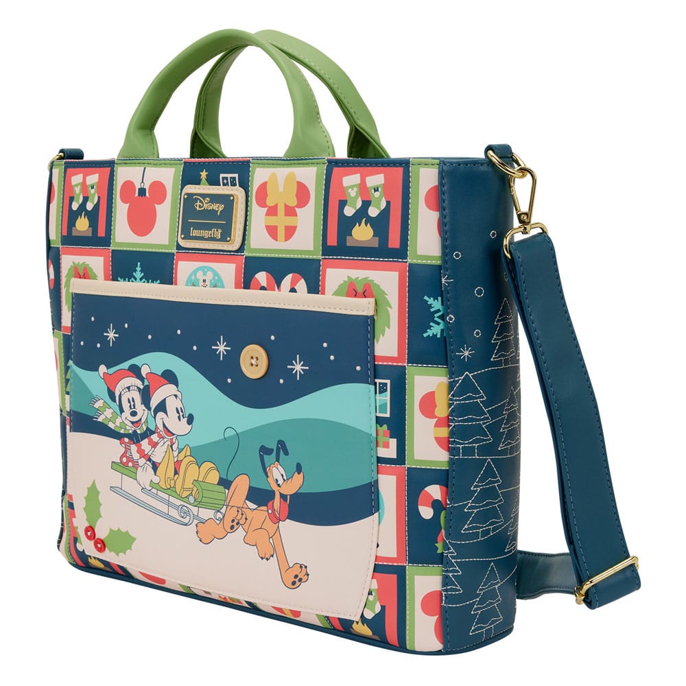Disney by Loungefly Canvas Tote Bag Mickey and Minnie Holiday P066431