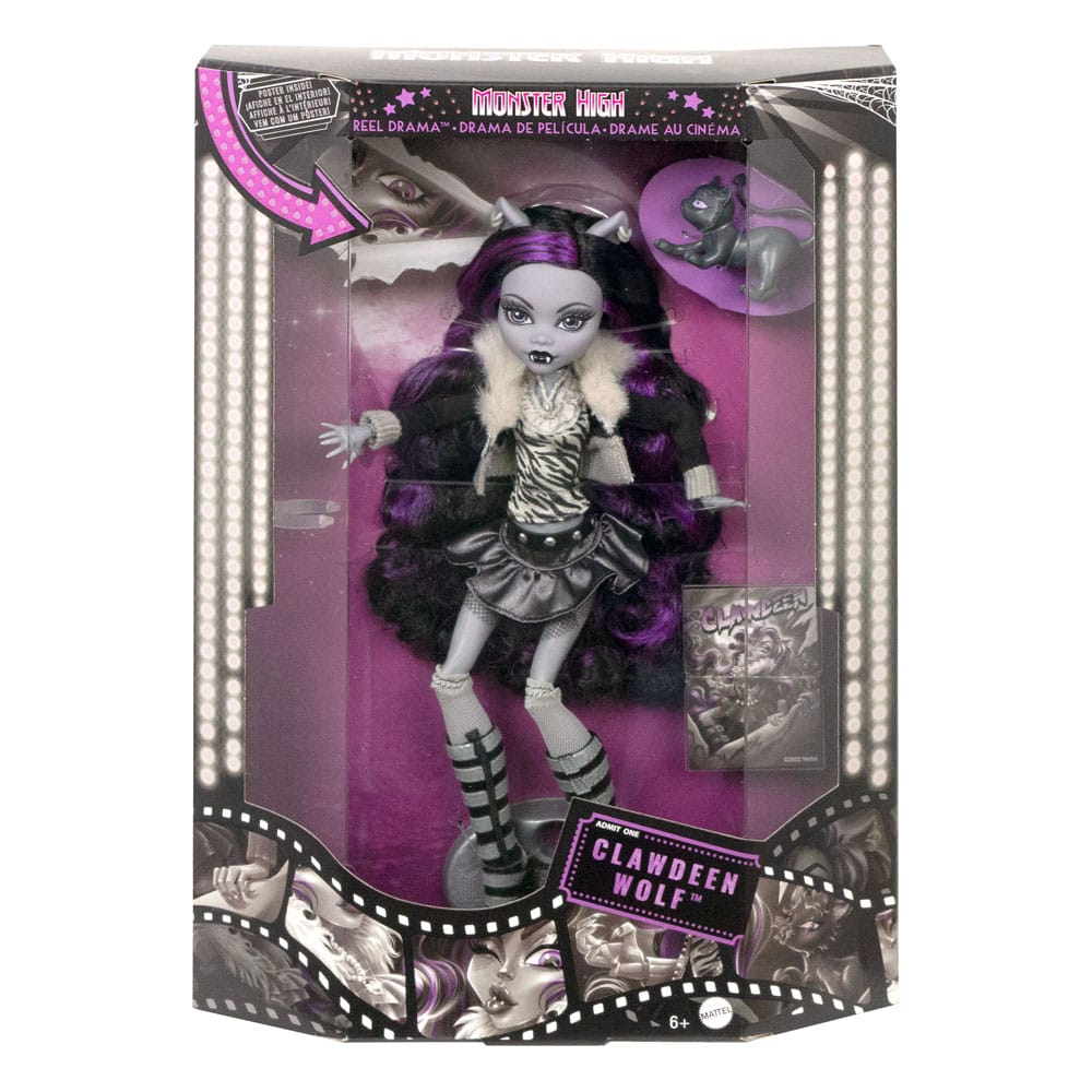 Monster High Reel Drama Doll Clawdeen Wolf in Black And White P049161