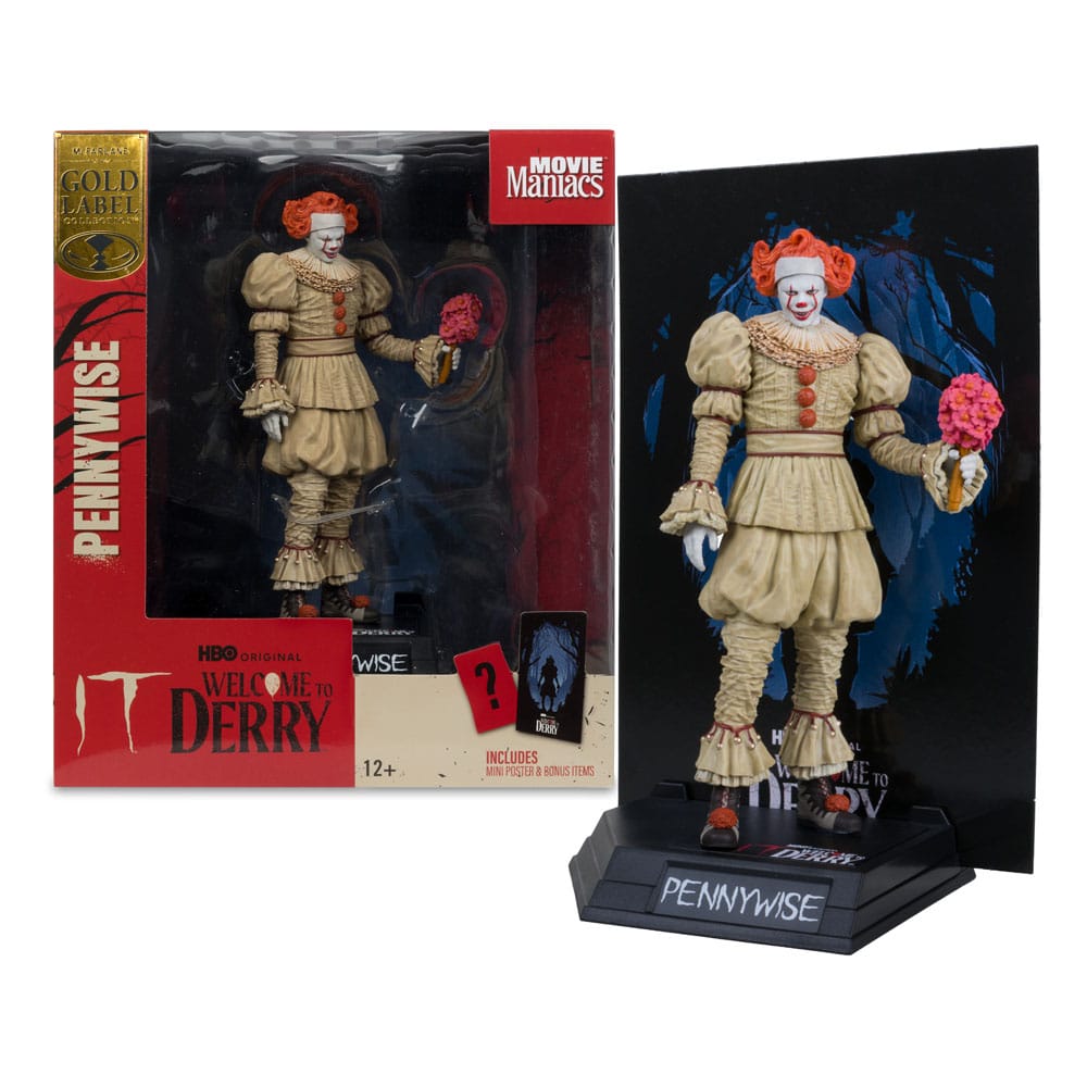 IT: WELCOME TO DERRY MOVIE MANIACS PVC STATUE PENNYWISE (FLASHBACK) (GOLD LABEL)