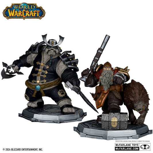 World of Warcraft PVC Statue 2-Pack 1/12 Dwarf Hunter: Beast Master & Pandaren: Monk (Gold Label) 15 cm P049657