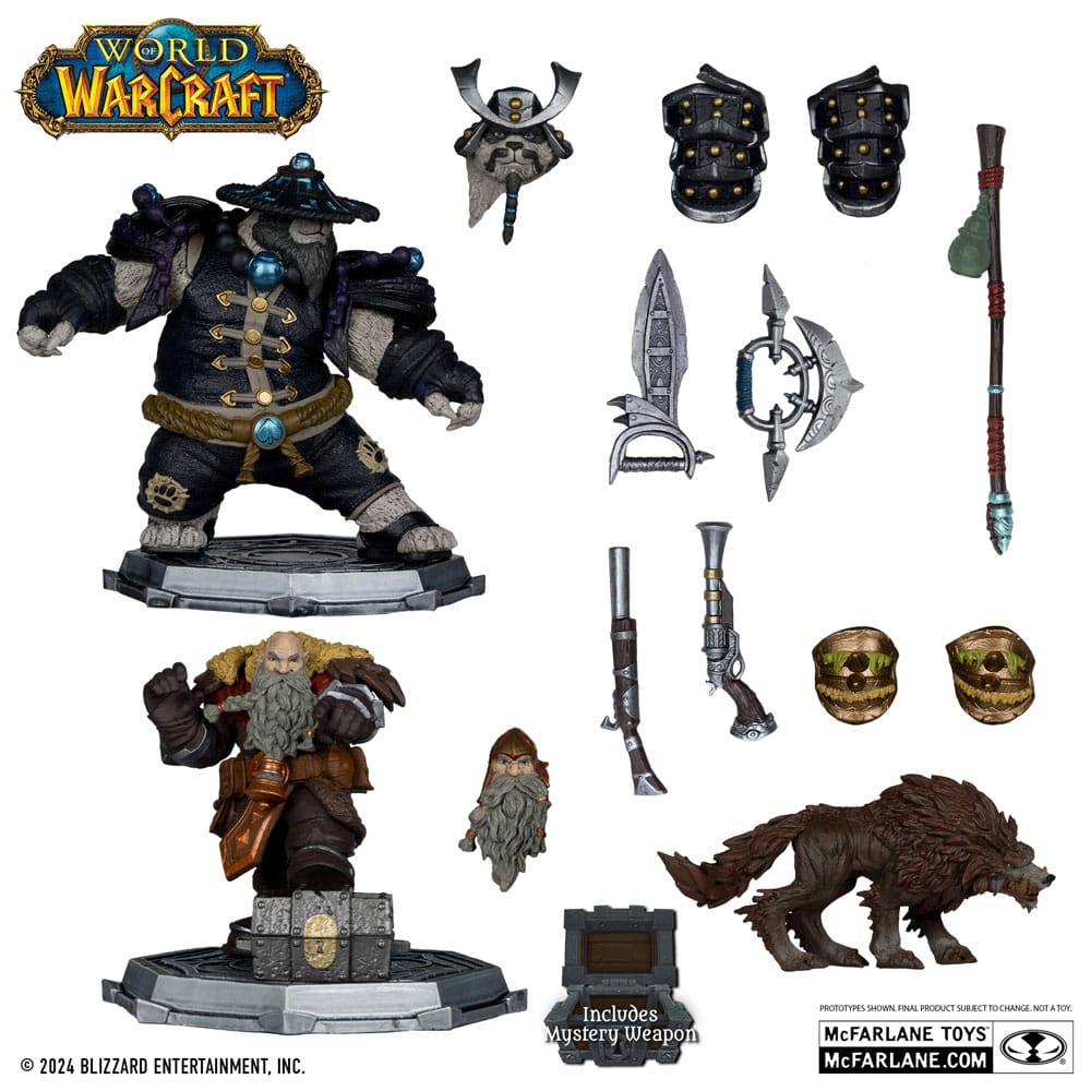 World of Warcraft PVC Statue 2-Pack 1/12 Dwarf Hunter: Beast Master & Pandaren: Monk (Gold Label) 15 cm P049657