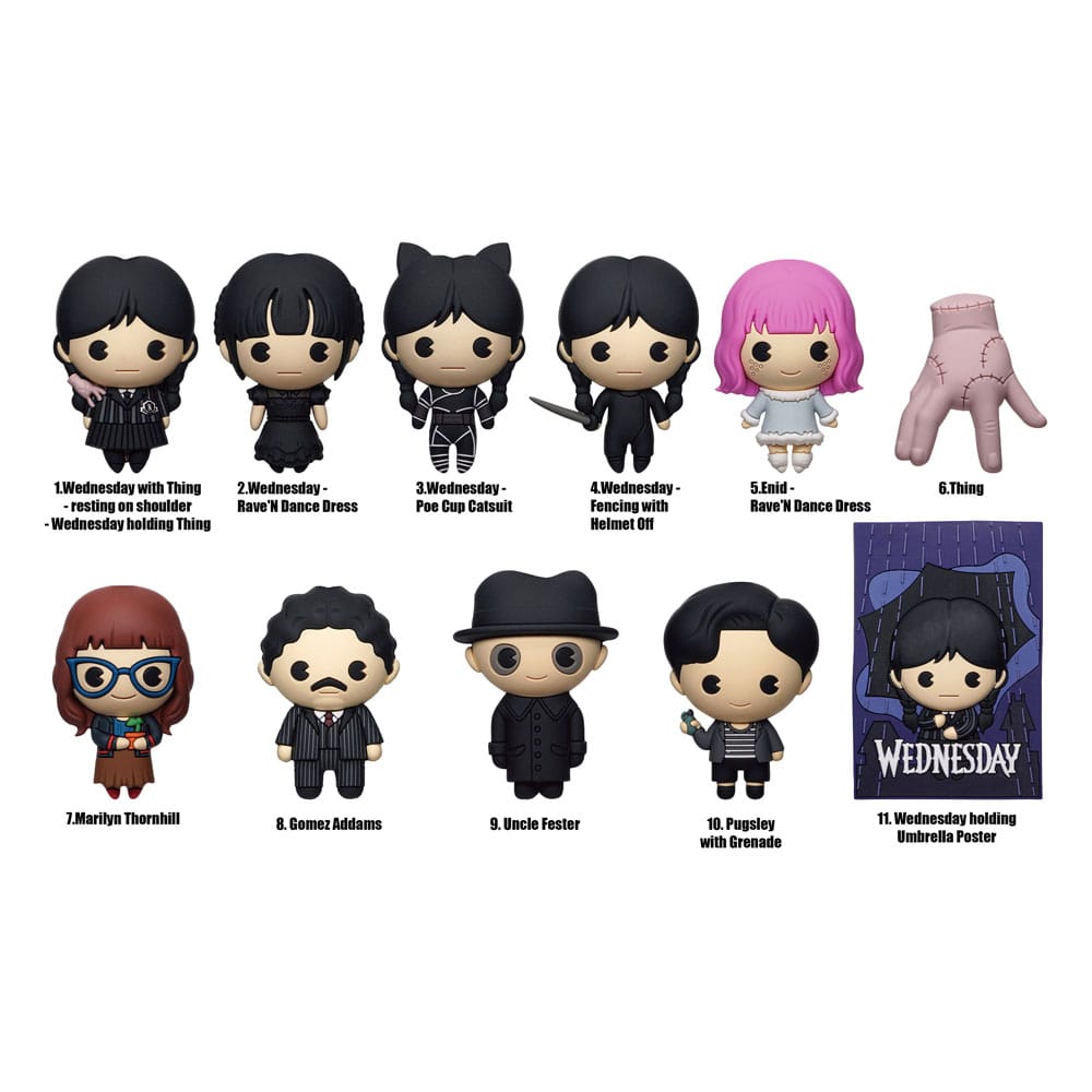 Wednesday 3D PVC Bag Clips Series 2 Display (24) P051308