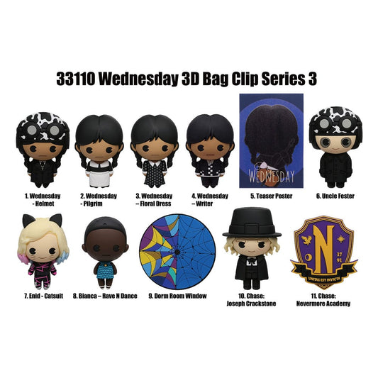 Wednesday  3D PVC Bag Clips Series 3 Display (24) P051309