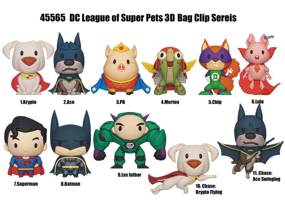 DC Super Pets 3D PVC Bag Clips Series 1 Display (24) P051348