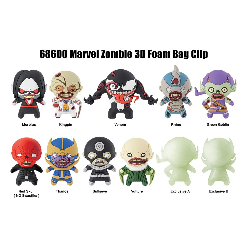 Marvel 3D PVC Bag Clips  Series 1 Zombies Display (24) P051462
