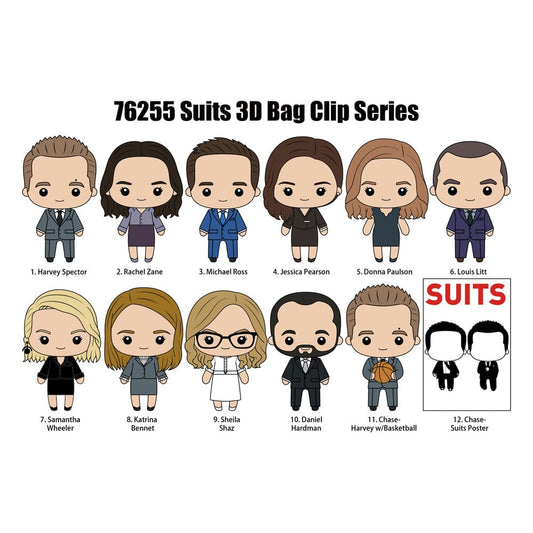 Suits 3D PVC Bag Clips Series 1 Display (24) P051604
