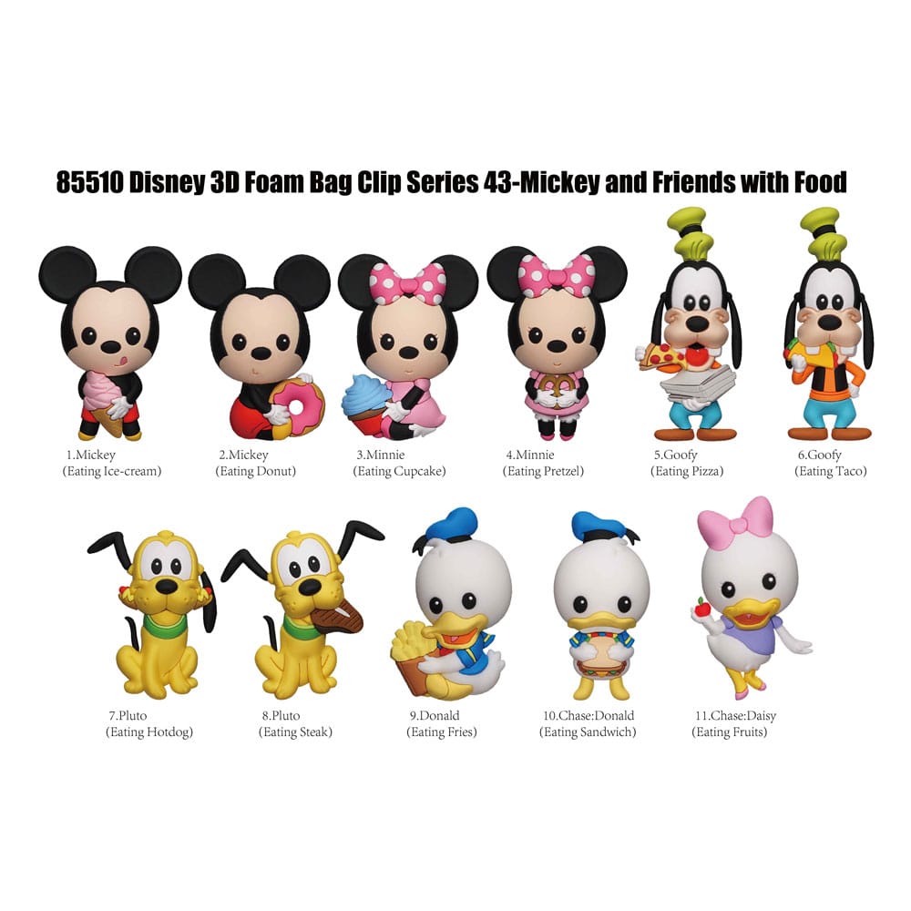 Mickey & Friends 3D PVC Bag Clips Mickey & Friends with Food Series 43 Display (24) P051679
