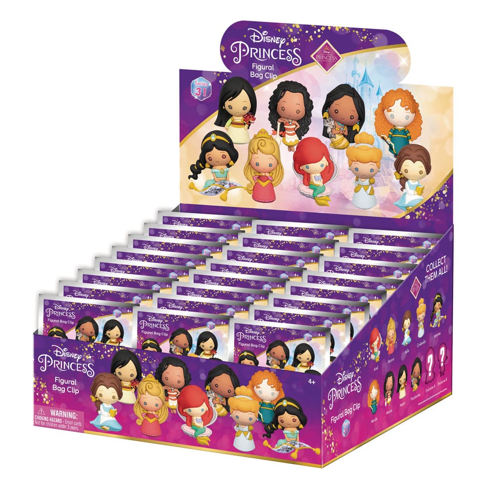Disney 3D PVC Bag Clips Ultimate Princess Series 31 Display (24) P051713