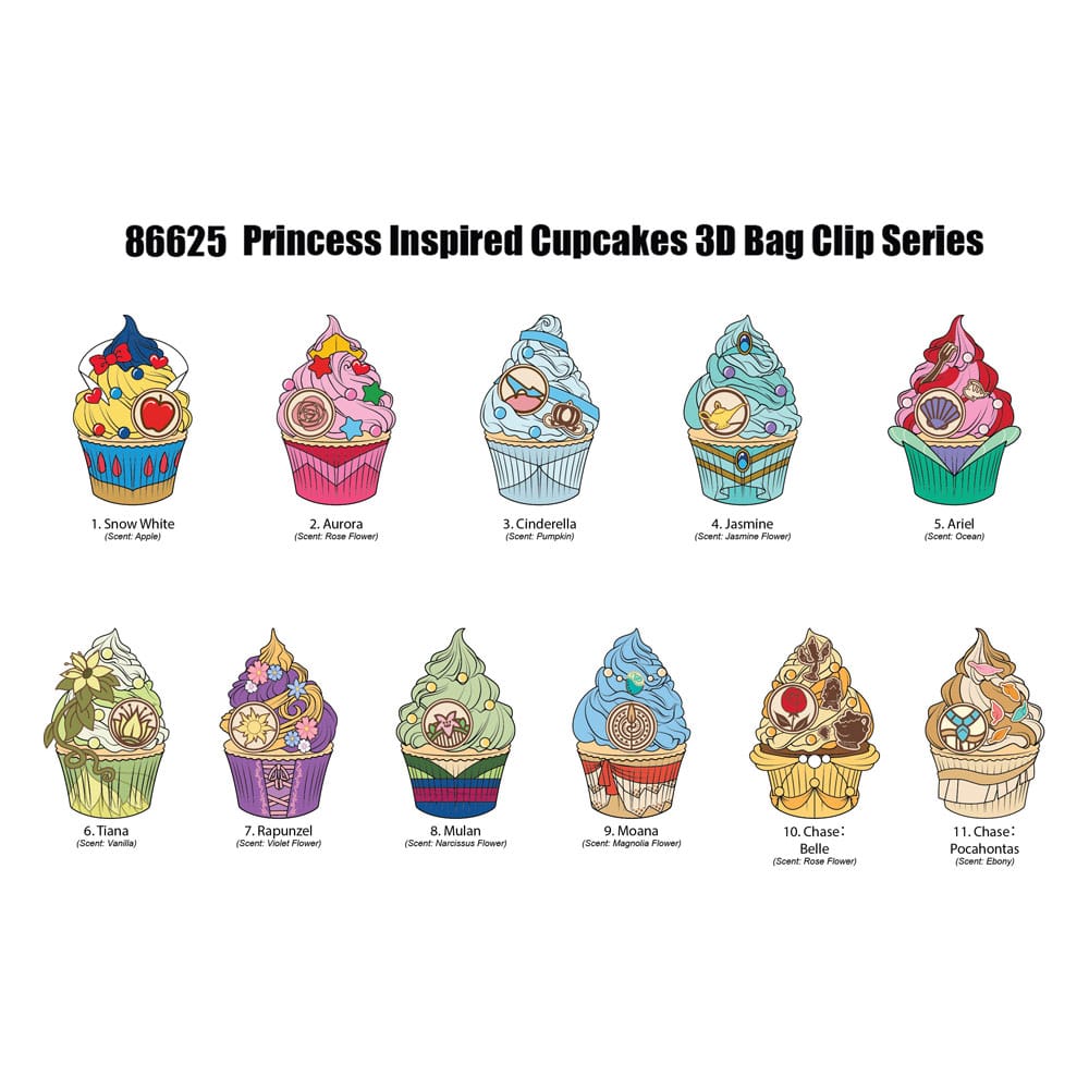 Disney Princess 3D Foam Bag Clips Cupcake Display (24) P065988