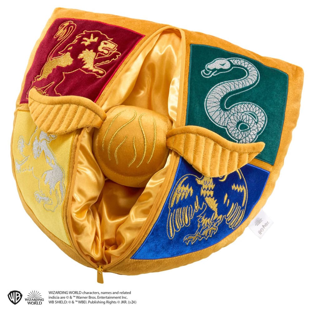 Harry Potter Cushion with Plush Figure Quidditch Crest & Golden Snitch P053603