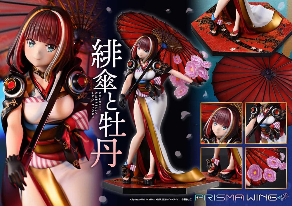 Original Illustration by Fuzichoco Prisma Wing PVC Statue 1/7 Scarlet Umbrella And Peony 28 cm P054280